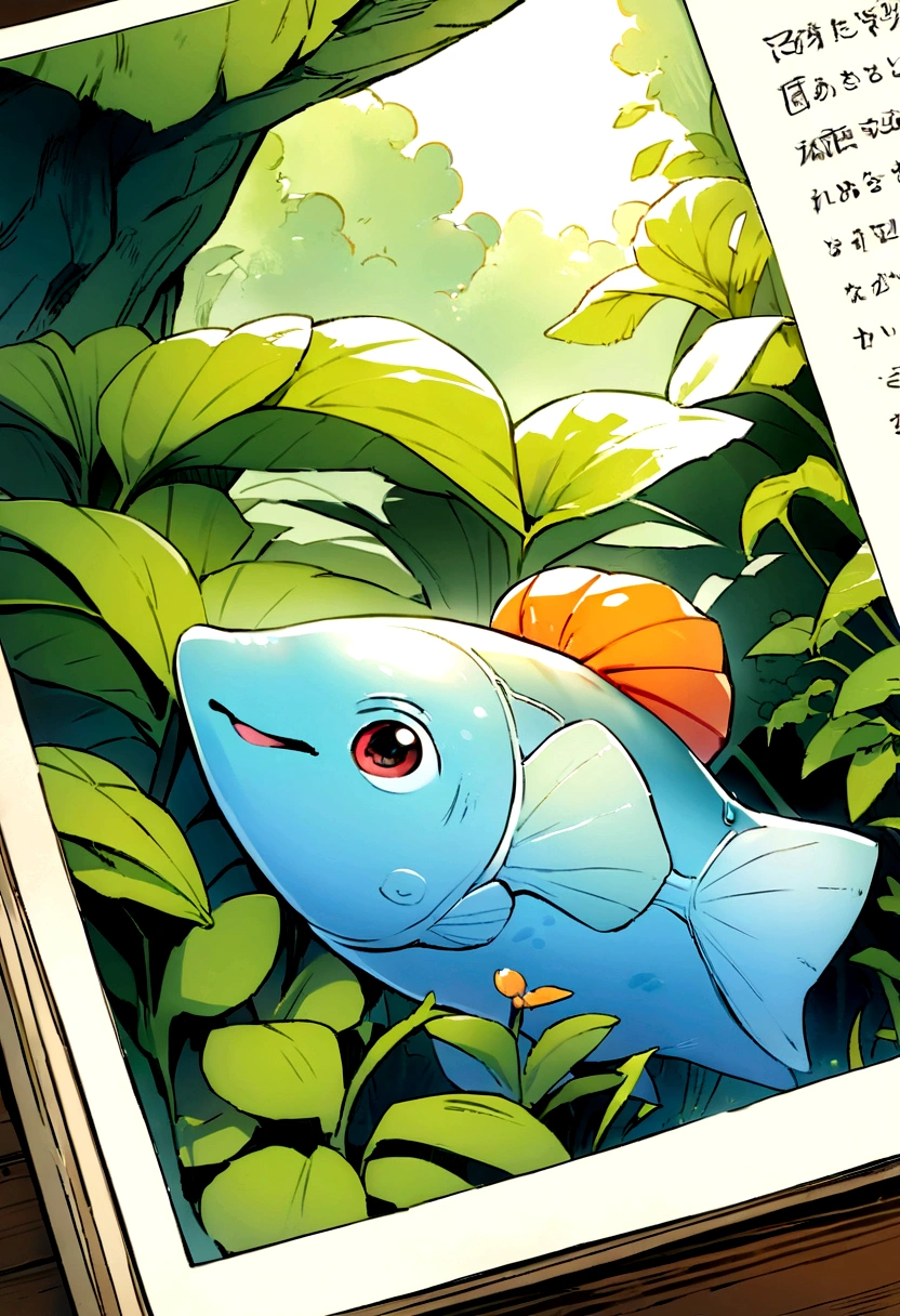 A cute and strange fish, Best Masterpiece, high resolution,Disney、Picture book illustrations