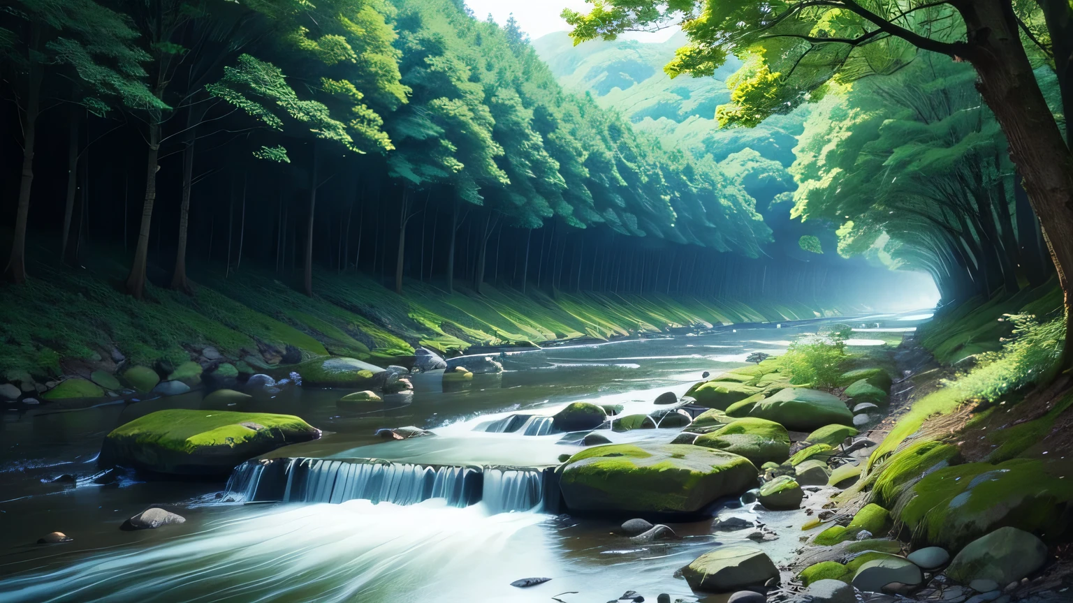 Night Forest、summer、river