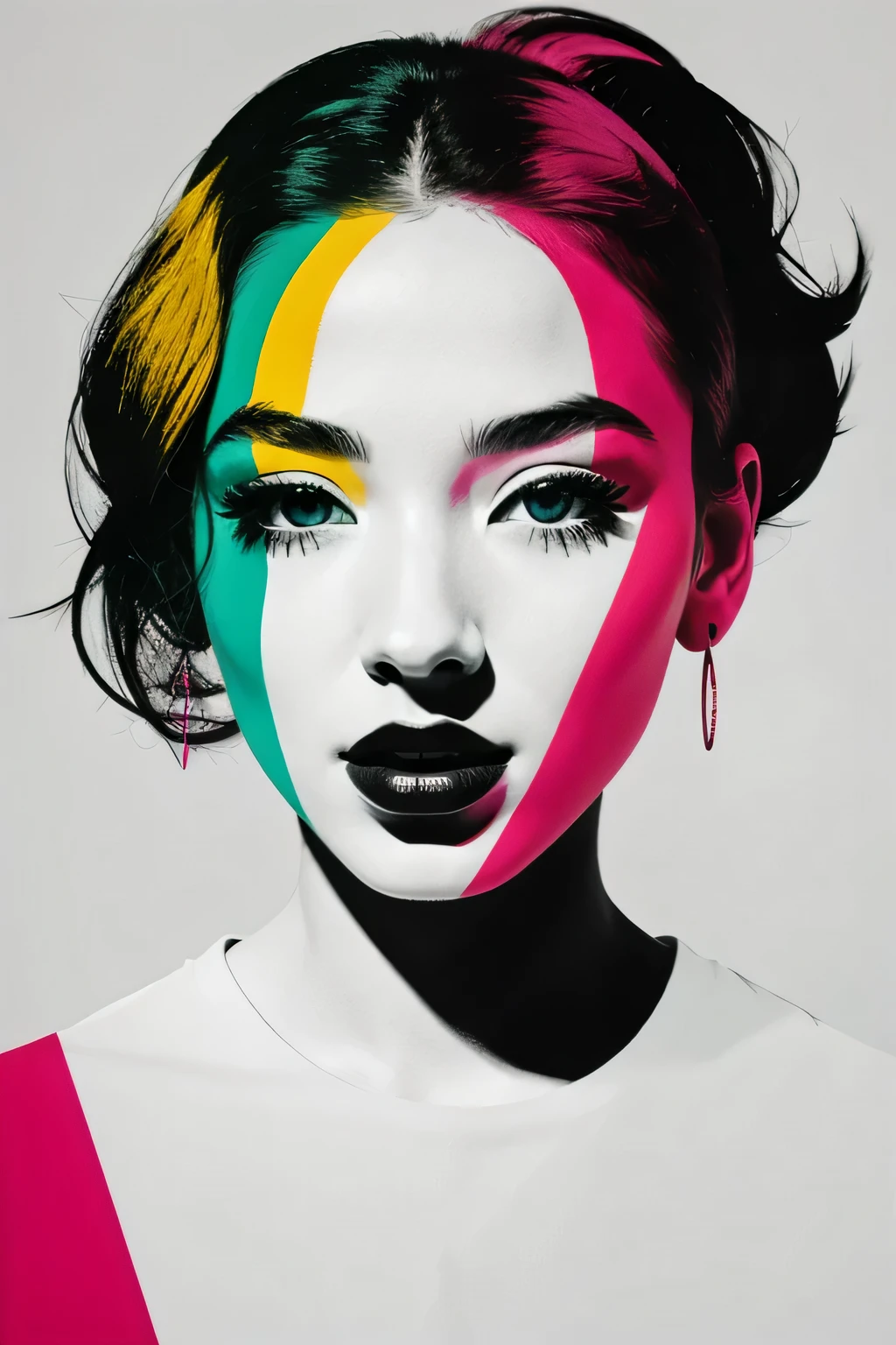 best quality, masterpiece, highly detailed, ultra-detailed, 1girl, minimalism pop art style 