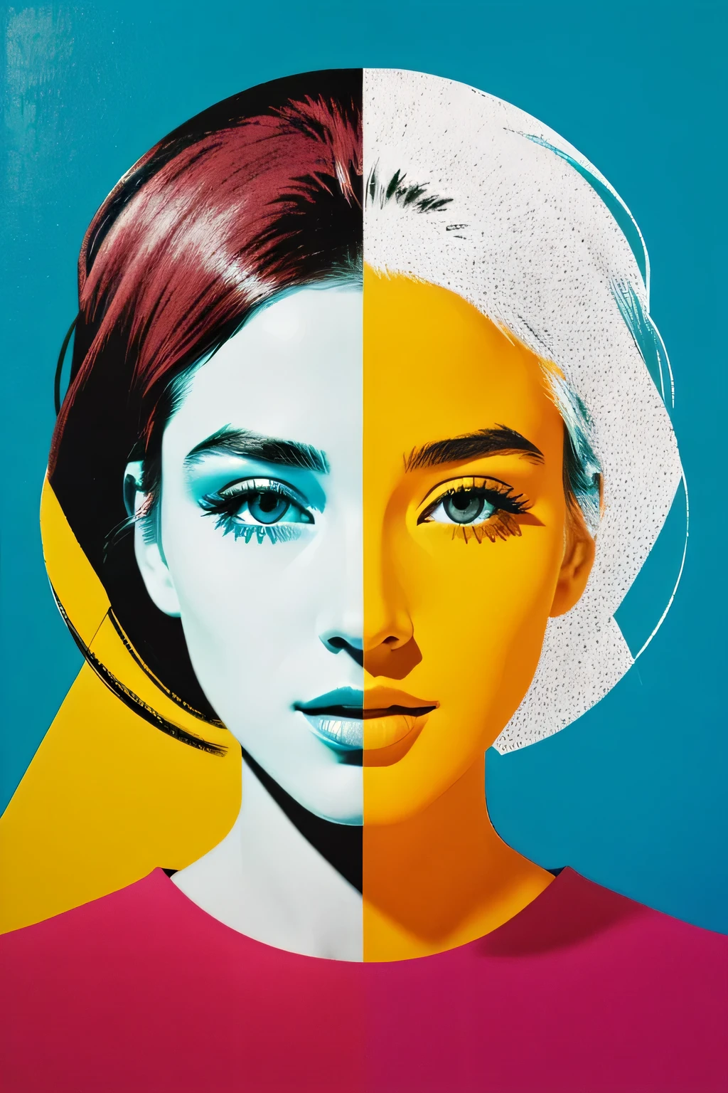 best quality, masterpiece, highly detailed, ultra-detailed, 1girl, minimalism pop art style  