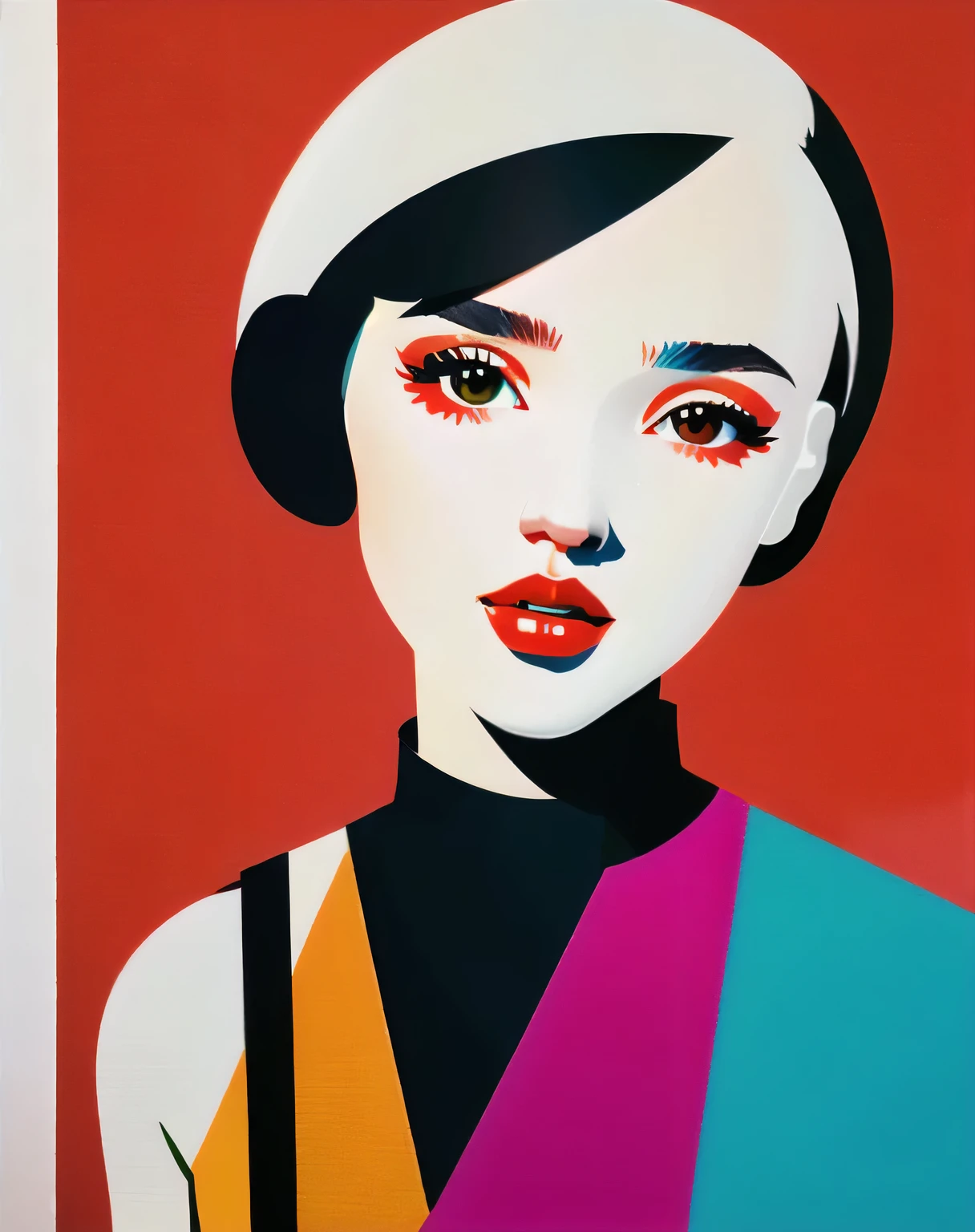 best quality,masterpiece,highly detailed,ultra-detailed,  ,1girl, 
 minimalism pop art style