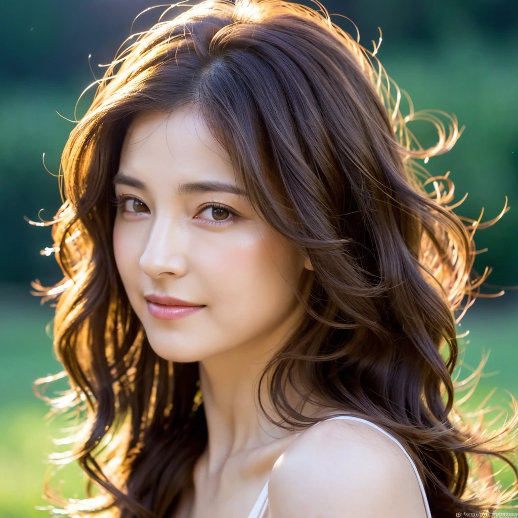 Beautiful mature woman with beautiful wavy long hair, Sexy Mature, Ultra-high resolution,(Realistic:1.4), ((Highest quality)), ((masterpiece)), (be familiar with),