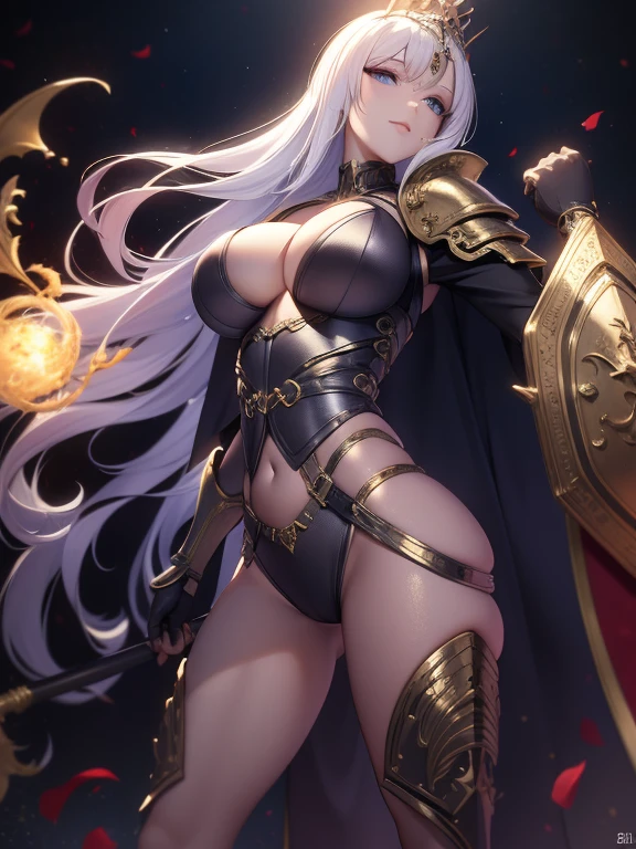 Exoskeleton armor,Red theme style,Love Coco style,offcial art,Unity 8k wallpaper,Hyper-detailing,Master masterpieces,,Best quality at best,A woman who is,(The is very detailed),(RAW photos,best qualtiy),(Realistis,realisticlying:1.3),High- sharpness,Open Your Mouth Lightly,Ultra detailed complex 3D rendering of the face,(huge tit:8.8),(highly detailedskin:1.2),(Exposing private parts,:1.1),Beautiful Caucasian woman with big ass full soft breasts and fair skin(toppless), ,boobgasm,Black color hair,eBlue eyes,long whitr hair,((Clear silk rope miniature bikini)),dynamic angle,Mysterious expressions,fire glow effect,Fantasy background,edge lit,Side brightness,cinematric light,hyper HD,8K,filmgrain,Best shadow,light particules,detailed skin textures,Detailed jewel armor texture,detailed face with,with intricate detail,ultra-detailliert,brightly,sturdy,Silver armor,cleavage,Slender abs, have glowing weapons,have a shield,pole,(beautiful huge crown with detail)),shinning eyes,Long purple cloak,fanciful,,,,,(Realistis),