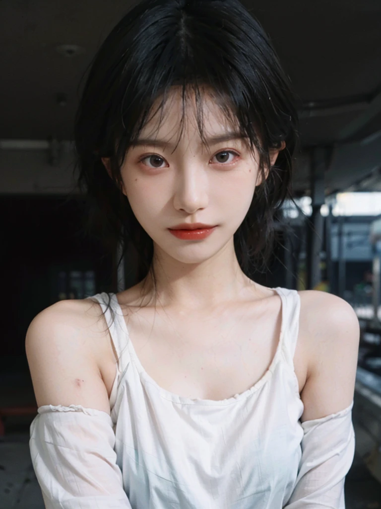 (Skin details:1.4), (smooth skin textures:1.3), （Upper body：1.4），（Upper Body：1.3）Lipstick, background, earrings, serene, calm, (Realistic and detailed eyes：1.2）, Natural skin texture, Realistic facial details, Soft dramatic lighting, Vivid details, 35 mm film, outdoor, (Photo Practical:1.4), (hyper Practical:1.4), (Practical:1.3), (Smoother lighting:1.05), (Improve lighting quality:0.9), (Highest quality real skin textures:1.4), Exquisite eyes, Delicate face, Close-up of face, (Enhance the beauty of skin texture:1.1), Hair details,（Large Breasts：1.3）normal body ratio, short hair, Moles under the eyes, A faint smile,Portrait Photography, Depth of Field, Bokeh, Surrealism, Ray Tracing, (Portrait Photography:1.1), Surrealism, High Detail, Chiaroscuro, Ray Tracing, reflected light, Ultra HD, Ultra HD, masterpiece, Textured Skin, Super Detail, High Detail, high quality, best quality