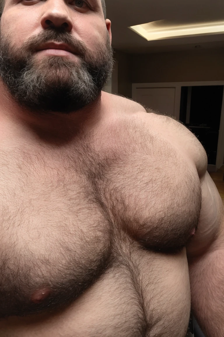 8K HDR Very Extremely Realistic Very Detailed High Quality 8K HDR Very Realistic 46 year old daddy rugged beefy big thick burly chubby bodybuilder muscle bears man, 8KHDR very realistic beared big daddy muscle bear, and 8KHDR very realistic detailed rugged burly man in shorts, 8KHDR very realistic hair, 8KHDR very realistic beards, 8KHDR very realistic thick chubby fat neck, 8KHDR very realistic neck lines, 8KHDR very realistic detailed neck, 8KHDR very realistic burly chest, 8KHDR very realistic detailed hairy burly chest and arms, 8KHDR very realistic detailed hairy burly chest and arms, 8KHDR very realistic burly muscle bear body, 8KHDR very realistic , 8KHDR very realistic burly muscle bear body, 8KHDR very realistic face, 8KHDR very realistic detailed face, 8KHDR very realistic eyes, 8KHDR very realistic detailed eyes, 8KHDR very realistic pupils, 8KHDR very realistic detailed pupils, 8KHDR very realistic head, 8KHDR very realistic waist, 8KHDR very realistic facial features, 8KHDR very realistic burly arms, 8KHDR very realistic elbows, 8KHDR very realistic hands, 8KHDR very realistic pecs, 8KHDR very realistic belly, 8KHDR very realistic human man body, 8K HDR very realistic bellybutton, 8KHDR very realistic wrists, 8KHDR very realistic fingers, 8KHDR very realistic fingernails, 8KHDR very realistic shoulders, 8KHDR very realistic mouth, 8KHDR very realistic lips, 8KHDR very realistic mens clothing, 8KHDR very realistic detailed mens clothing. 8KHDR Very Realistic Hairy Bearded Burly Muscle bear Photoshoot, 8KHDR Very Realistic Ultra-detailed, 8KHDR very realistic detailed bedroom surroundings, 8KHDR very realistic surroundings lighting, No Deformities, An ultra-realistic photograph captured with a Sony α7 III camera, equipped with an 85mm lens in F 1.2 aperture, The cutting-edge Midjourney v5, ( best quality, highres, realistic:1.37), Super real detailed skin, Ultra-detailed, Photorealistic 1.4, hyper photorealism, 8K HDR Clear HDR Quality,