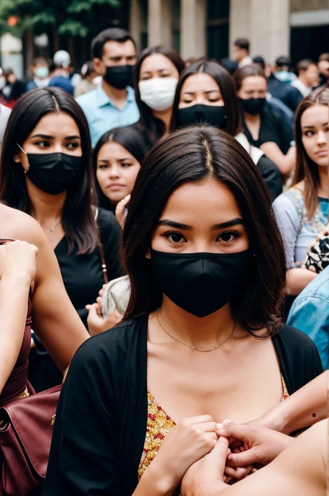Ancient peoples suffering from pandemic diseses and group of people's covered with masks