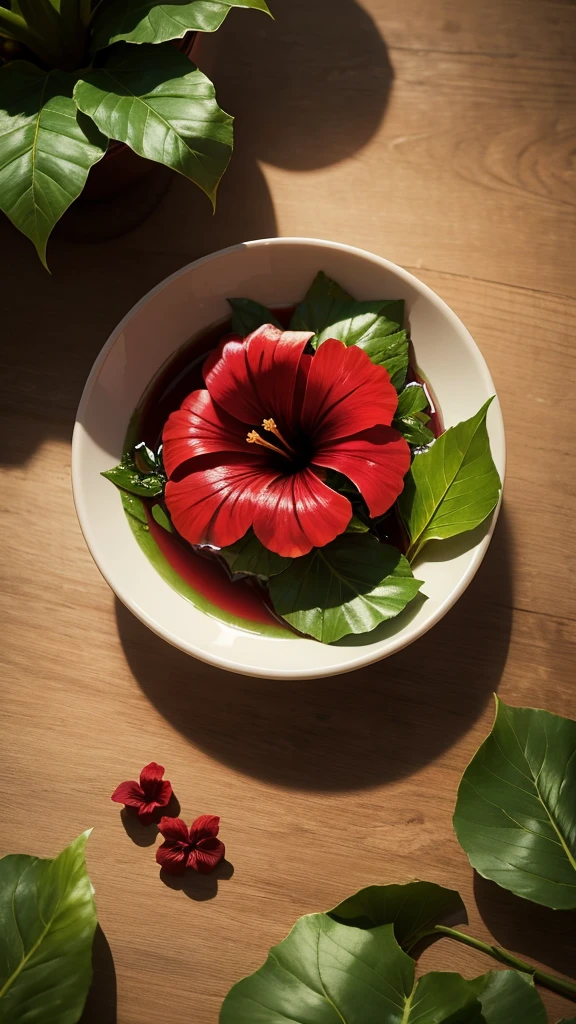 Hibiscus leaves tea with the forest background