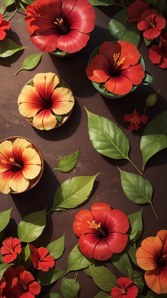 Hibiscus leaves tea with the forest background