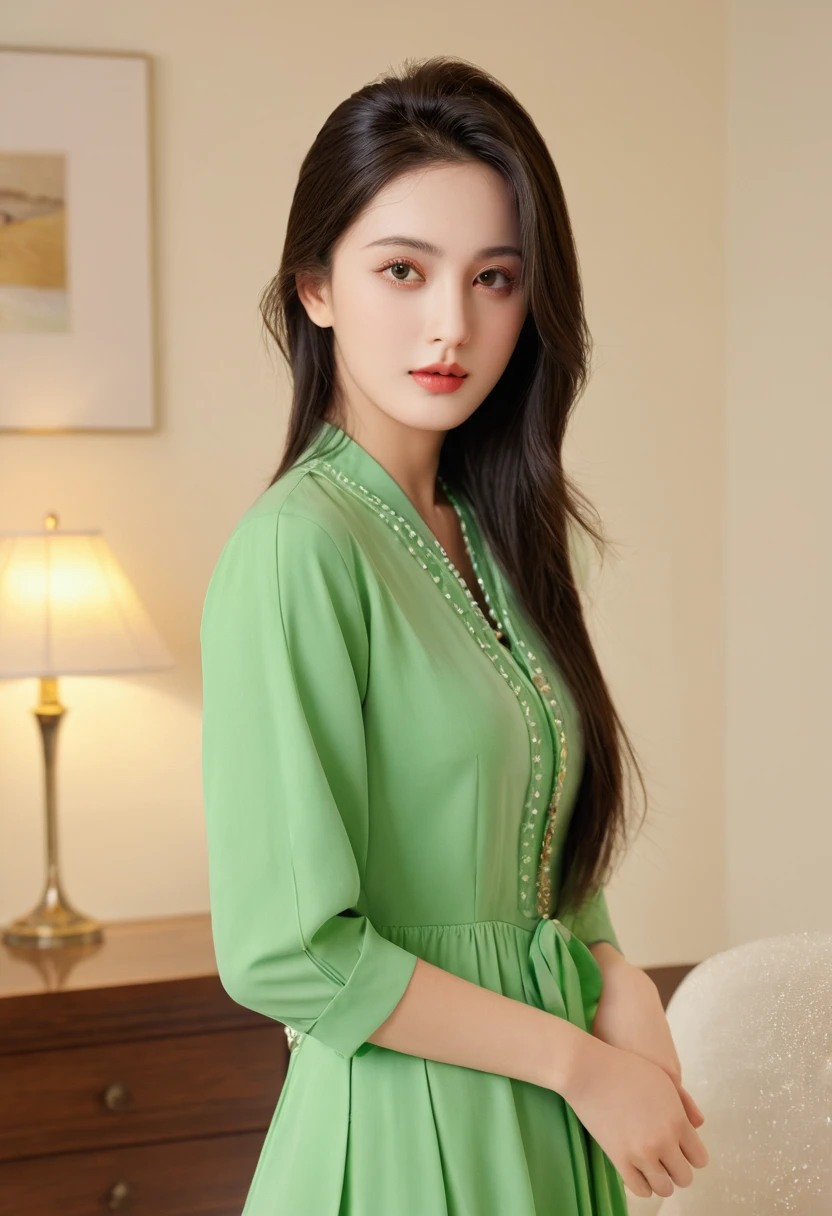 ((masterpiece, best quality)), (1 Girl), (Solitary), (Women&#39;s Focus), night (Chainsaw Man),(Very detailed face, Real images, Realistic white skin, Realistic body, Intricate details), Upper Body, Focus on the face, Black hair tied up, Long hair, Intimidating appearance, Black strap skirt, shirt, Neck strap, Small Breasts