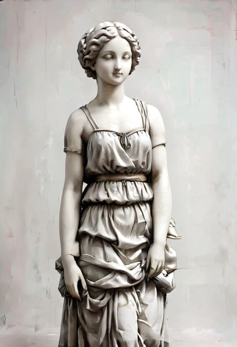 Statue of a girl, wearing cloth