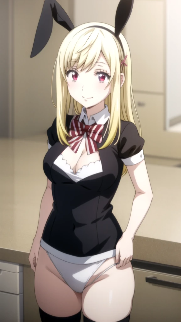 Chica anime in bunny ears and stockings posing for a picture, seductive Chica anime, Chica anime wearing a black dress, Chica anime in a maid costume, Mejor Chica Animé, hermosa seductora anime adolescente, an Chica anime, attractive Chica anime, (Chica anime), estilo anime ecchi, oppai,  en vestido, makoto, pin en anime, ecchi, (anime girl) Yamada mocking smile_yellow, 1chica , by rubio, alone, wide, hair ornament, , smile, bow, red eyes my dress darling anime, beautiful seductress anime anime