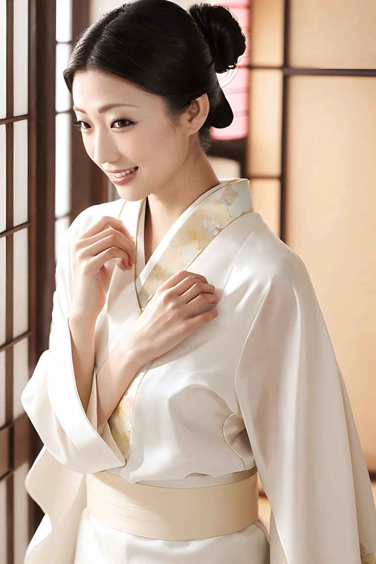 (最high quality、Tabletop、8K、Best image quality、Award-winning works)、(一人のbeautiful成熟した女性:1.1)、Adult face、(Innkeeper:1.1)、(Elegant floral kimono:1.2)、(A kimono with a perfect and precise collar:1.2)、Perfect mature woman portrait photo、Glowing Skin、Standing Elegantly、(Blurred elegant and exquisite perfect Japanese style room background:1.3)、(The most natural and perfect tidy Japanese style room background:1.2)、Glowing White Skin、Very white skin、(Accentuate your body lines:1.1)、(The most graceful posture:1.2)、(Large Breasts:1.2)、A perfect smile、完璧なbeautiful光沢のある唇、(Accurate anatomy:1.2)、(A perfect and elegant outfit:1.1)、(Standing with good posture:1.1)、(beautiful, high quality, Large kimono obi:1.2)、(Long kimono:1.2)、(完璧で自然なbeautiful袖:1.2)、(完璧で自然なbeautiful衿:1.2)、(完璧で自然なbeautiful着物:1.2)、(完璧で自然なbeautiful袂:1.2)、(完璧で自然なbeautiful帯:1.2)、(Chignon:1.2)、(Natural and perfect wrist:1.1)