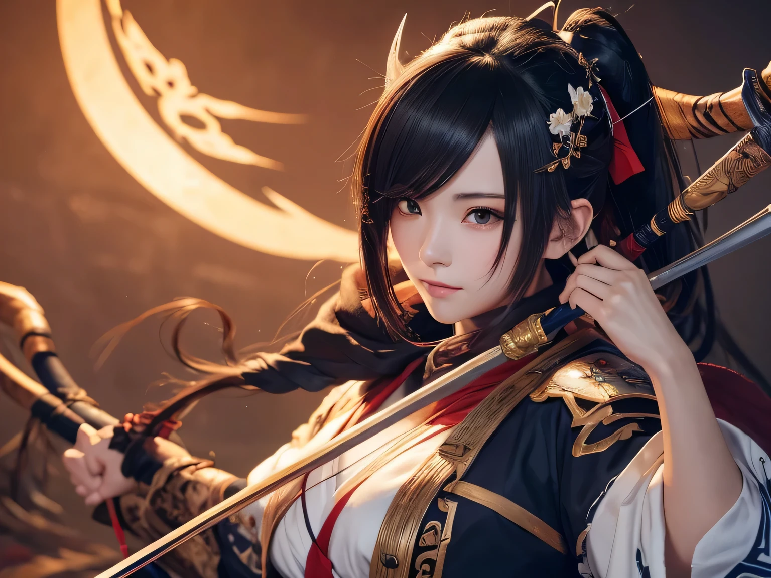 a woman with a bow in her hand, onmyoji detailed art, extremely detailed artgerm, onmyoji, onmyoji portrait, artgerm detailed, anime girl with a bow and arrow, artwork in the style of guweiz, fox nobushi holding a naginata, artgerm. high detail