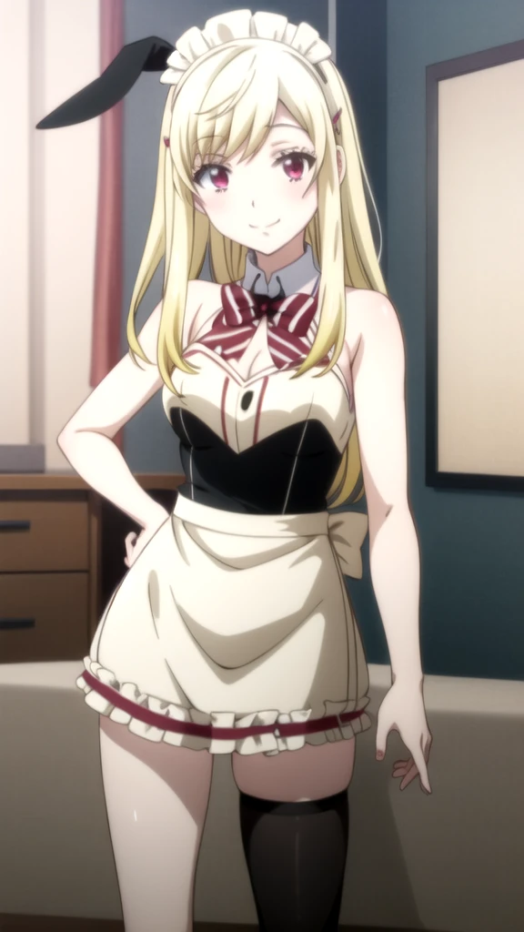 Chica anime in bunny ears and stockings posing for a picture, seductive Chica anime, Chica anime wearing a black dress, Chica anime in a maid costume, Mejor Chica Animé, hermosa seductora anime adolescente, an Chica anime, attractive Chica anime, (Chica anime), estilo anime ecchi, oppai,  en vestido, makoto, pin en anime, ecchi, (anime girl) Yamada mocking smile_yellow, 1chica , by rubio, alone, wide, hair ornament, , smile, bow, red eyes my dress darling anime, beautiful seductress anime anime