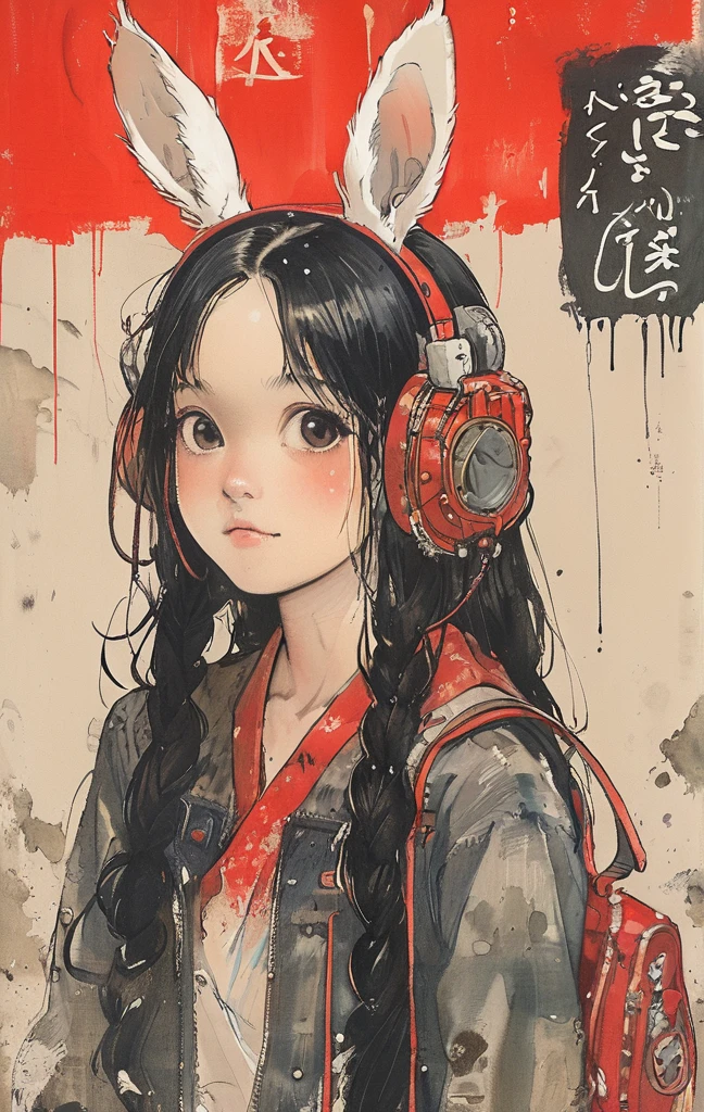 On a bright red campus"YES"Character、beautiful illustration, best quality, cute girl, bedroom, pastel color, fluffy bunny ears, , silver long hair, alert! Dive into the messy and joyful theme of "Playing in Mud" (Playing in the mud). Capture the pure delight and uninhibited fun of people or animals splashing, building, and getting covered in mud.
