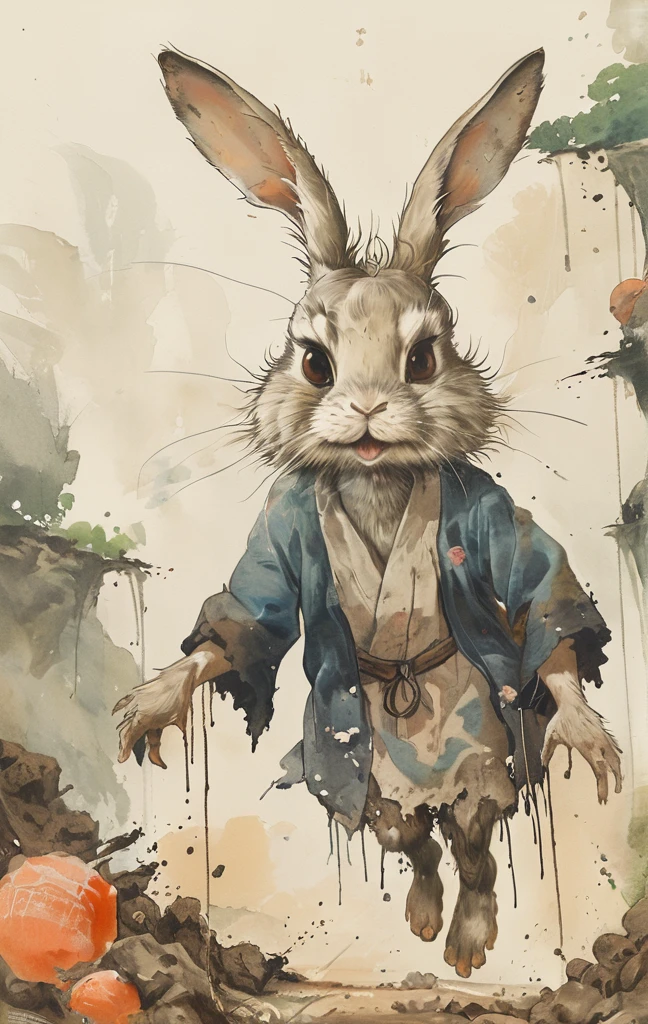 beautiful illustration, best quality, cute girl, bedroom, pastel color, fluffy bunny ears, , silver long hair, alert! Dive into the messy and joyful theme of "Playing in Mud" (Playing in the mud). Capture the pure delight and uninhibited fun of people or animals splashing, building, and getting covered in mud.
