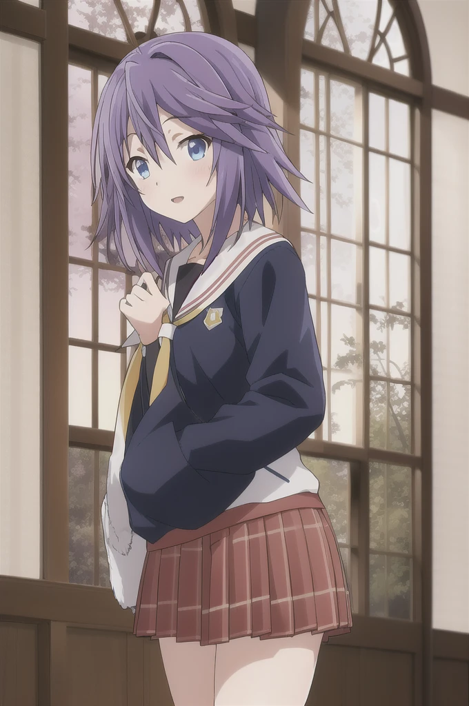 mizore_shirayuki ,1girl, solo, large hair, greeting, school uniform, in a room school.