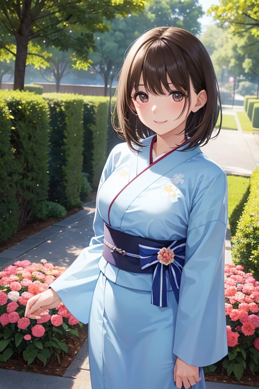 anegasaki nene、Shiny brown hair, short hair, (Beautiful brown eyes、Sparkling eyes, Fine grain)、smile、Ultra-detailed eyes、Very detailed顔, Very detailed目,


(high quality, High resolution, Fine details), Realistic,Cowboy Shot、

masterpiece、最high quality、Very detailed、solo、Three-dimensional、Realisticな、outside、garden、Realisticな,One Girl、beautiful flower々満開のgarden、Laughter、fun!　The Taisho Period in Japan、White kimono、In the same way、standing on a grassy slope,Absolute reference to the center、誰が見てもsmileが可愛い女の子