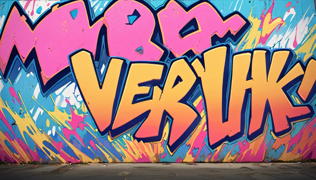  8k HD graffiti wall, Back ground is sea, no people,