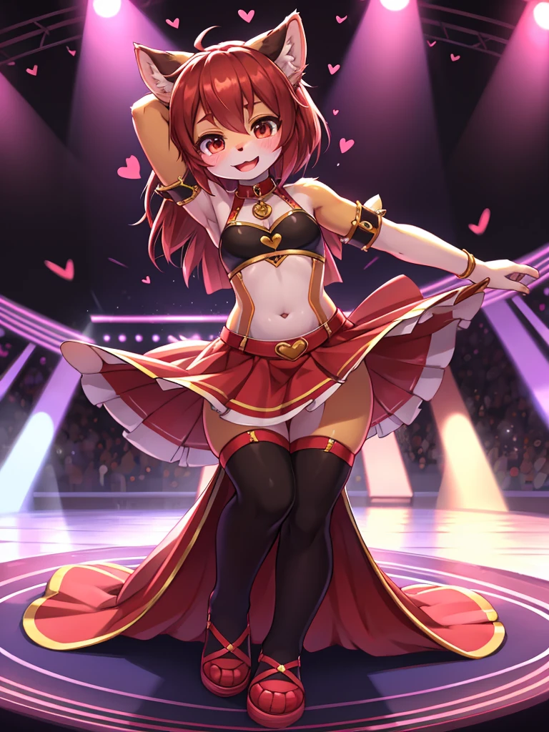 dance stage ,  girl , (curtsy) , My heart is pounding ,  (spend a penny:0.9) , (legs apart:0.3) , I want many people to see it