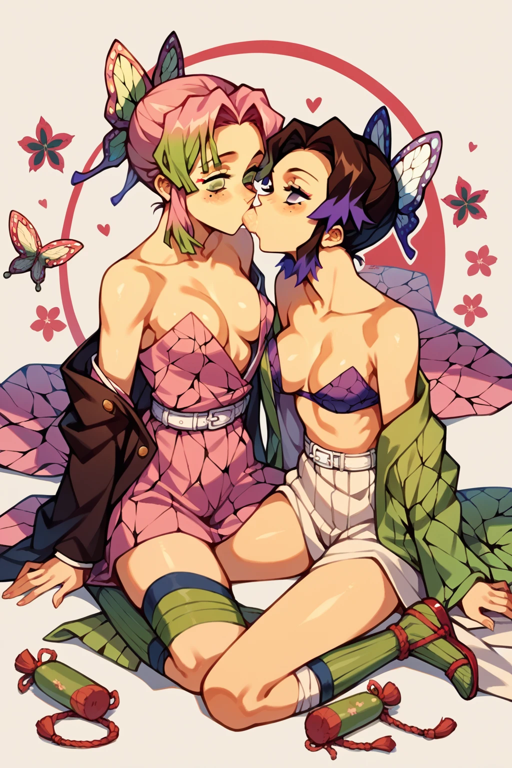 score_9, score_8_up, score_7_up, score_6_up, score_5_up, score_4_up, (source_anime), 2girls, breast sucking, Full body ,kimetsu no yaiba, {{shinobu kochou}}, {{Kanao Tsuyuri }}