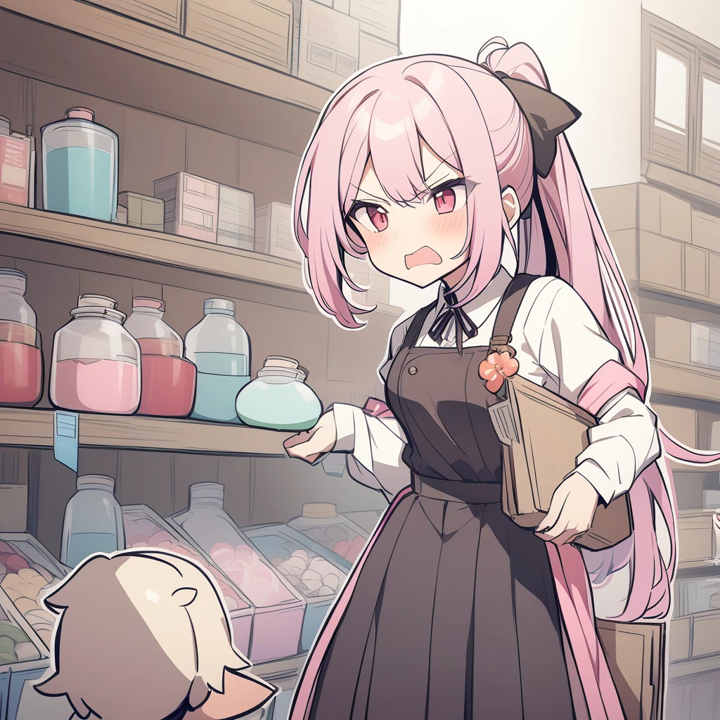One girl,ponytail、angry、Girl、pink、Shopkeeper&#39;s Daughter、Pawnbroker、Red hair