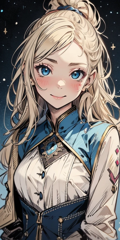 wallpaper, masterpiece,best quality, 1 Girl, Awkward, blush, close, Perfect face, Expressive eyes, Intricate details, Happy, mood, soul, Feelings, Sticking out tongue, Close one eye, pleasure expression, pleasurenny face, BREAK Expressive, rich and colorful, pleasure ,pleasureny, Happy, Happyness, Blue Background, We sew,universe, Expressive colors, jacket, in like, like, Solitary, Solitary, Pen Sketch_style, Ink Sketch
