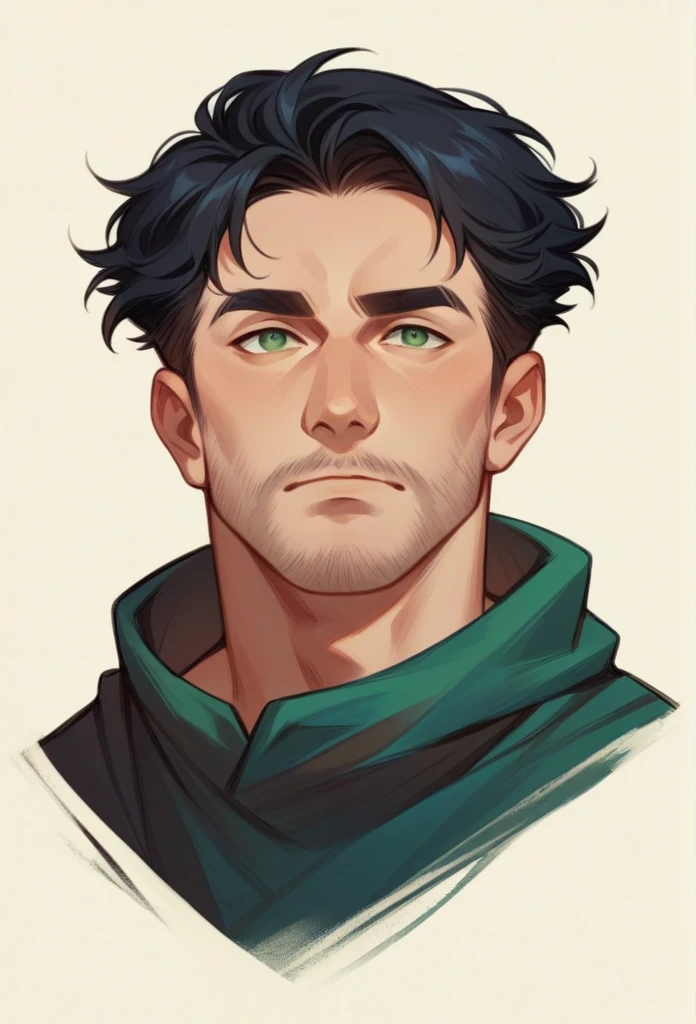 19 years old, male, human, black hair, green eyes, noble, adventurer