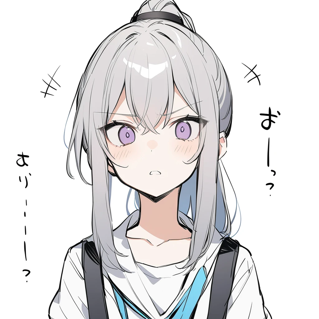 One girl,ponytail、Contempt、、