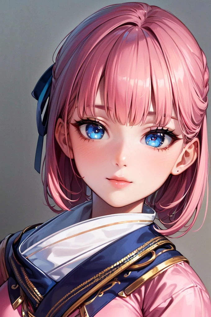 (finely detailed beautiful eyes and detailed face,masterpiece sidelighting,masterpiece,Highest quality,detailed,High resolution illustrations),, (One girl,whole body,beautiful girl,Shiny skin,Look down,View your viewers),, (Pink Hair,blue eyes,ribbon,hanbok, korean clothing), (Dressed_Underbust:1.2),Underbust,
