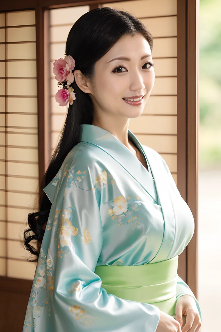 (最high quality、Tabletop、8K、Best image quality、Award-winning works)、(一人のbeautiful成熟した女性:1.1)、Adult face、(Innkeeper:1.1)、(Elegant floral kimono:1.2)、(A kimono with a perfect and precise collar:1.2)、Perfect mature woman portrait photo、Glowing Skin、Standing Elegantly、(Blurred elegant and exquisite perfect Japanese style room background:1.3)、(The most natural and perfect tidy Japanese style room background:1.2)、(Strongly blurred background:1.2)、(Tyndall effect:1.2)、(The most romantic and moody:1.2)、Glowing White Skin、Very white skin、(Accentuate your body lines:1.1)、(The most graceful posture:1.2)、(Large Breasts:1.2)、A perfect smile、完璧なbeautiful光沢のある唇、(Accurate anatomy:1.2)、(A perfect and elegant outfit:1.1)、(Standing with good posture:1.1)、(beautiful, high quality, Large kimono obi:1.2)、(Long kimono:1.2)、(完璧で自然なbeautiful袖:1.2)、(完璧で自然なbeautiful衿:1.2)、(完璧で自然なbeautiful着物:1.2)、(完璧で自然なbeautiful袂:1.2)、(完璧で自然なbeautiful帯:1.2)、(Chignon:1.2)
