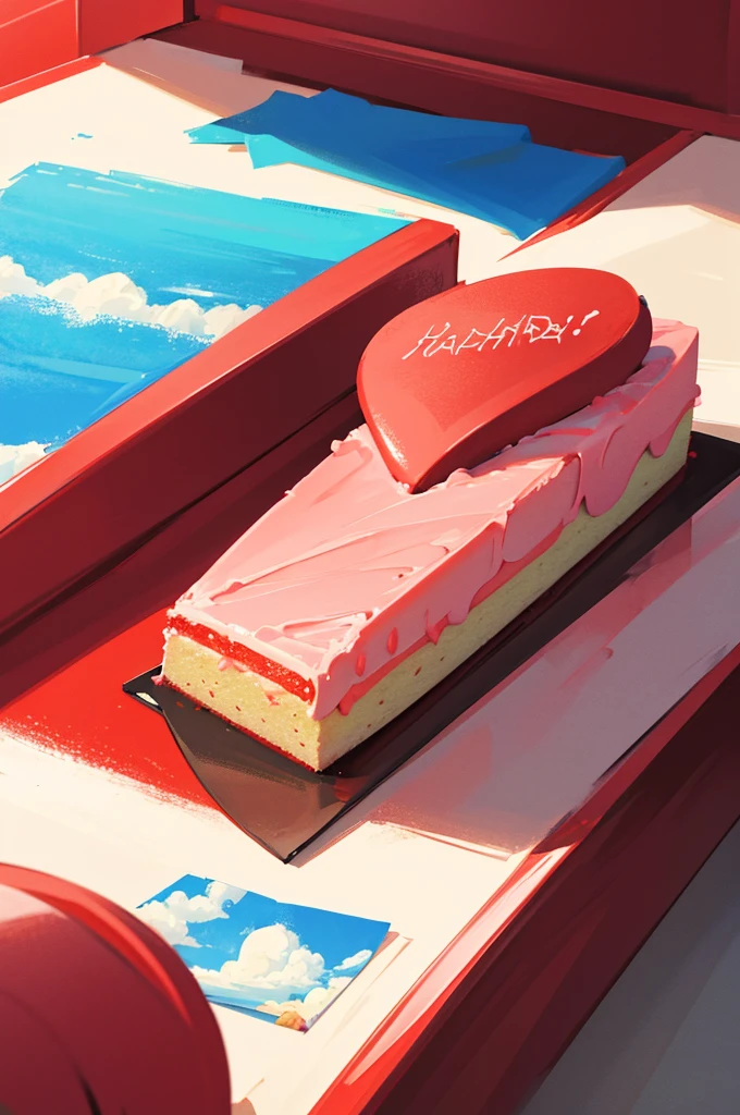 HAPPY Birthday,4K,high resolution,red, colorful,Cake illustration,No people,colorfulな風船,pastel colour