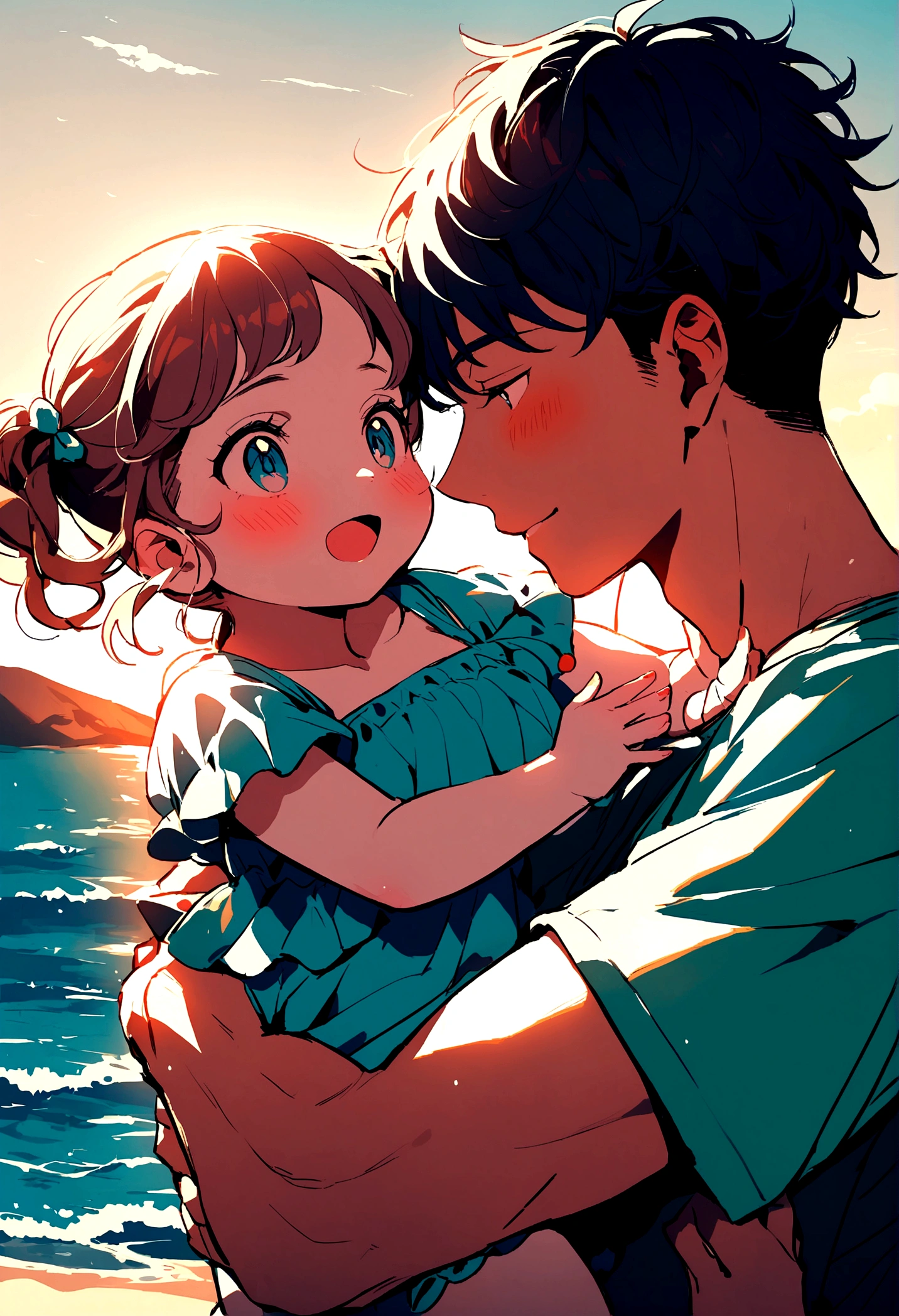big brother carrying his sister in the summer