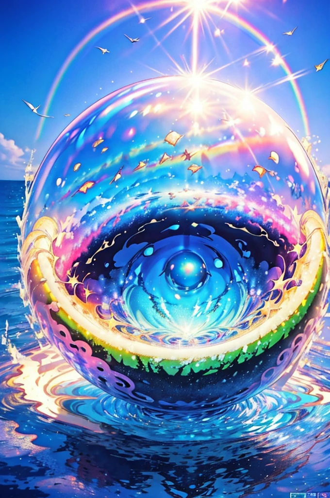 (Highest quality), (8K), (Highest quality), (live-action), (Realistic photos), summer、summerを感じる物、summerを感じる風景, watermelon、blue sky, Rainbow and sunshine shining.16K, Ultra-high resolution, Shining in rainbow colors、to be born,wonderful ,future、Iridescent、The world 30 years from now。