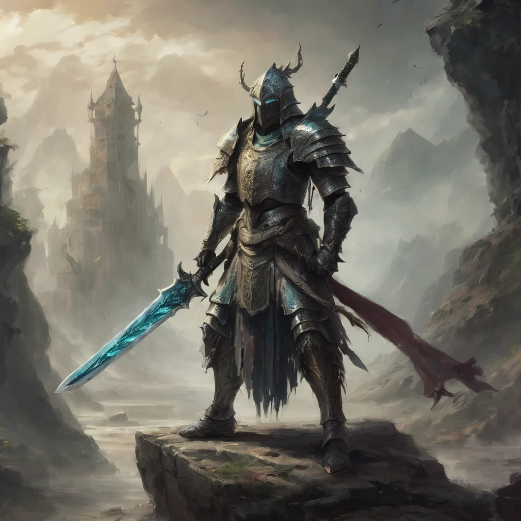 Armored Ancient ghost warrior sword fantasy artwork 