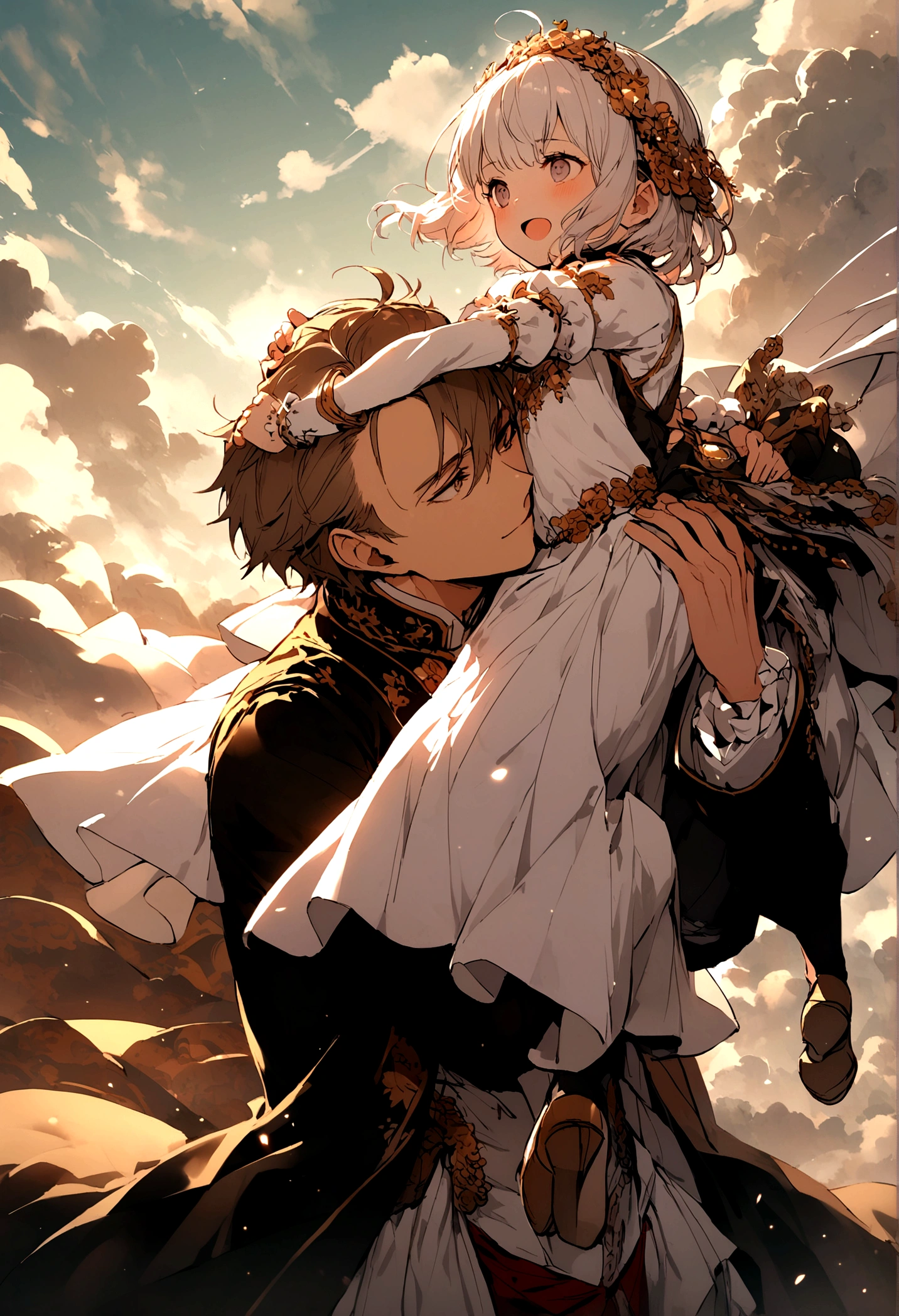 brother carrying his sister on his back