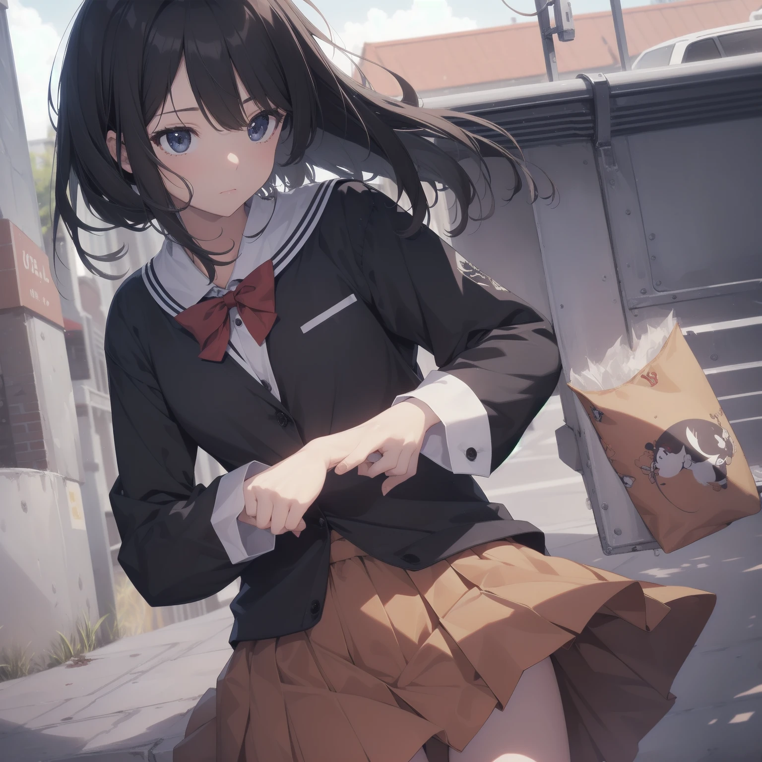 ultra-absurdres-Top quality by artist God, ultra-detailed, high resolution, anime moe artstyle, best anime 8k konachan wallpaper, pixiv contest winner, pool:2810, perfect anatomy,break, 1girl, (Please draw a girl walking sleepily to school alone. )break,(Solo,little female, 13-year-old:1.3),Full limbs, complete fingers,a junior high school student, (very short hair), short cut, flat chest, , small butt, small black eyes, beautiful detailed eyes, well-proportioned iris and pupils, expressive eyes, highres detailed hair, soft expression, salor school_uniform, sailor collar, serahuku, bow, pleated skirt,(Detailed Lighting), (Detailed background), in the School commute route. break,super detailed skin, Best cinematic lighting powered by famous artist, 8k,beauty illustration,photoshop_(medium),very aesthetic,break,((artist:yamamoto_souichirou )), artist:clamp ,artist:carnelian ,artist:kantoku ,