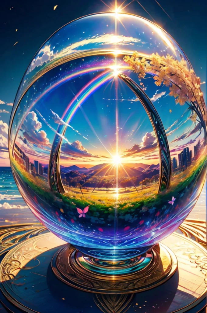 (Highest quality), (8K), (Highest quality), (live-action), (Realistic photos), summer、summerを感じる物、summerを感じる風景, watermelon、blue sky, Rainbow and sunshine shining.16K, Ultra-high resolution, Shining in rainbow colors、to be born,wonderful ,future、Iridescent、The world 30 years from now。