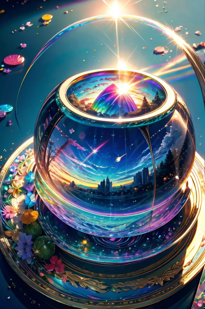 (Highest quality), (8K), (Highest quality), (live-action), (Realistic photos), summer、summerを感じる物、summerを感じる風景, watermelon、blue sky, Rainbow and sunshine shining.16K, Ultra-high resolution, Shining in rainbow colors、to be born,wonderful ,future、Iridescent、The world 30 years from now。