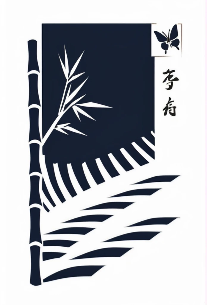 Japanese label logo bamboo grove、Bamboo leaves, etc.、Old Japanese traditional streetscape、Slipping through the gaps、The logo butterfly that looks like it is flying is made of bamboo leaves., etc.The angle of view from the diagonal is a bit shy.、Japanese-style design Cool Japanese taste such as shrines Chic and modern design Monotone background Pure white
8k