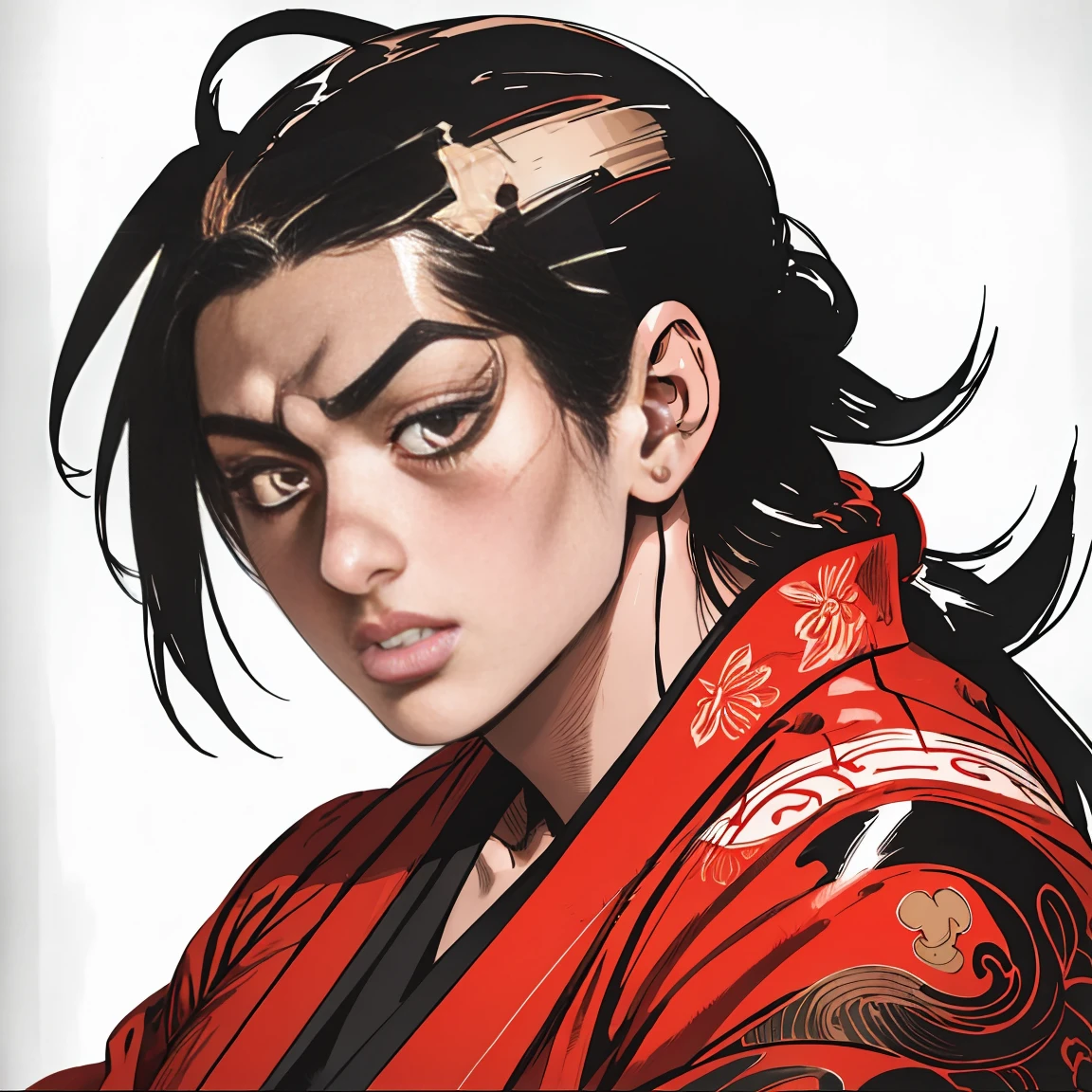 A traditional Japanese man reciting waka poetry next to shamisen, shakuhachi, and taiko drums, album cover art, digital illustration, vibrant colors, dramatic lighting, (best quality,4k,8k,highres,masterpiece:1.2),ultra-detailed,(realistic,photorealistic,photo-realistic:1.37),extremely detailed face and eyes, beautiful detailed lips, longeyelashes, traditional japanese attire, dramatic lighting, cinematic composition, vibrant colors, intricate details, ornate background, warm color palette