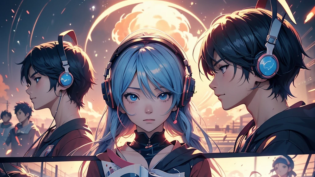 Woman wearing headphones, Anime Style 4 k, anime wallpaper 4k, anime wallpaper 4k, 4k anime wallpaper, anime art wallpaper 4k, anime art wallpaper 4k, Anime Style. 8K, Anime atmosphere, , Ultra HD Anime Wallpaper, Anime Art Wallpaper 8K, Anime Background,landscape、reading