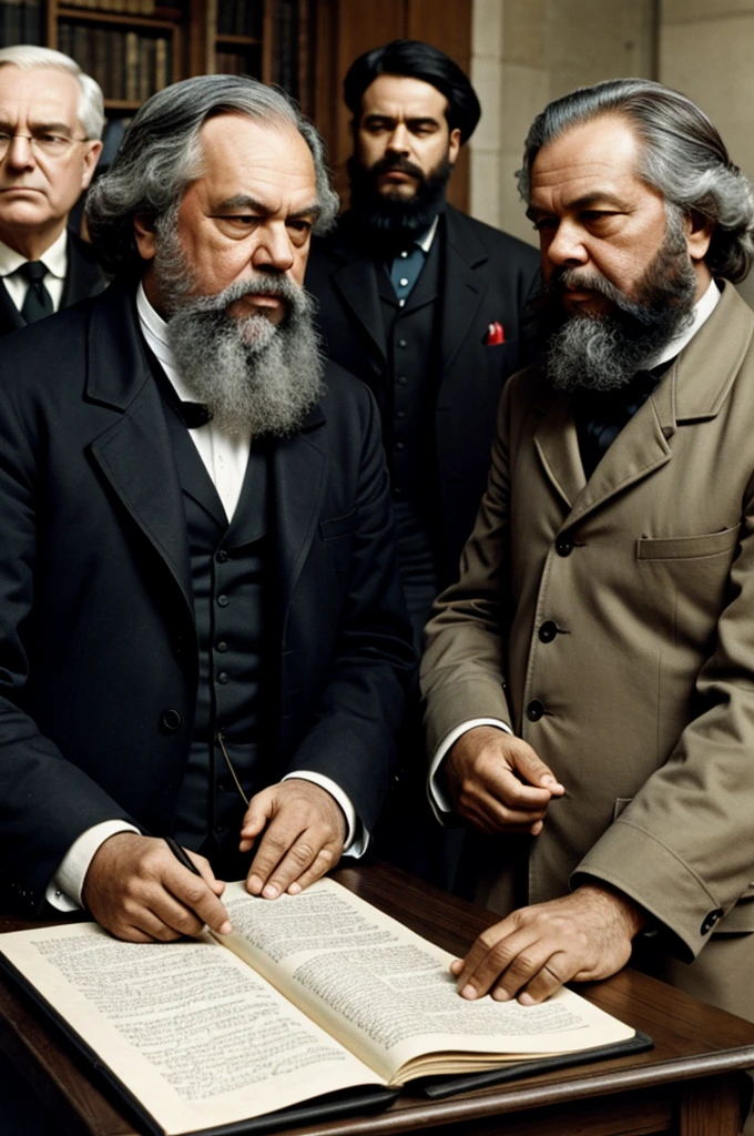Karl Marx meditating and protest leader