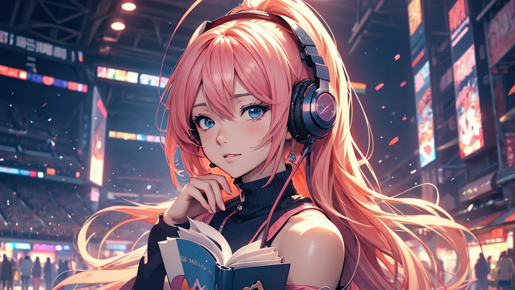 Woman wearing headphones, Anime Style 4 k, anime wallpaper 4k, anime wallpaper 4k, 4k anime wallpaper, anime art wallpaper 4k, anime art wallpaper 4k, Anime Style. 8K, Anime atmosphere, , Ultra HD Anime Wallpaper, Anime Art Wallpaper 8K, Anime Background,landscape、reading