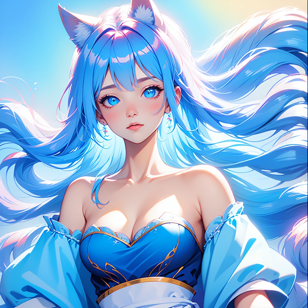 Masterpiece, Best quality,(((closeup of face)))
offcial art, Very
Detailed CG 8K wallpaper,
(flying petal)
(detailed ice) , crystal
Textured skin, cold
expression, ((Fox ears)),
White hair, long
hair, Messy hair, eBlue eyes,
view the viewer,
Extremely delicate and
Beautiful, water, ((beauty
Detailed eyes)), height
detailed, Movie
illuminating, ((Beautiful face),
fine water surface, (Source language
portrait), Transcend-
detailed, incredible
detailed, (An extreme
Delicate and beautiful),
Beautiful detailed eyes,
(Best quality)
(Huge breast)