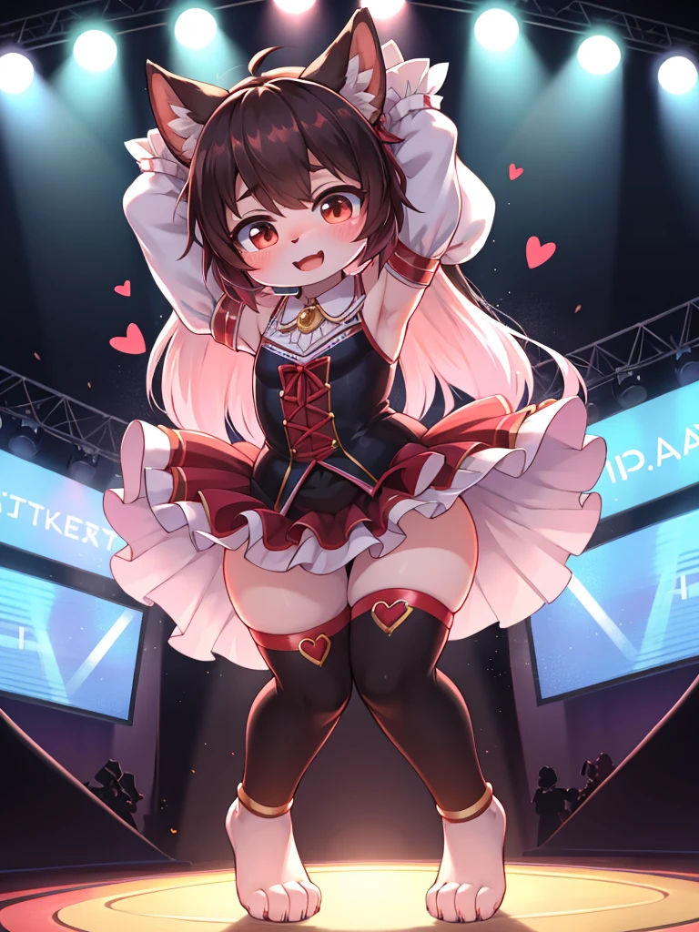 dance stage , girl , (curtsy) , My heart is pounding , I’m bursting! , (legs apart:0.3) , I want many people to see it