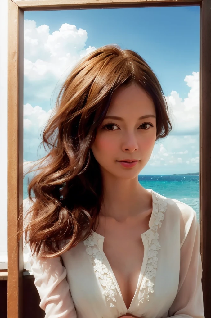 From one girl, young woman, Upper Body, (View your audience:1.3), (Women Suits),(Beautiful City, Beautiful sky background), 30-year-old woman,Natural skin color, (Mouth closed:1.2), (Center of chest), Floating Hair, Beautiful expression, Facial details, Detailed, Rainbow details, masterpiece, Highest quality, Realistic, Ultra-realistic, Very detailed, Perfect lighting, Written boundary depth, Shadow, High resolution, 