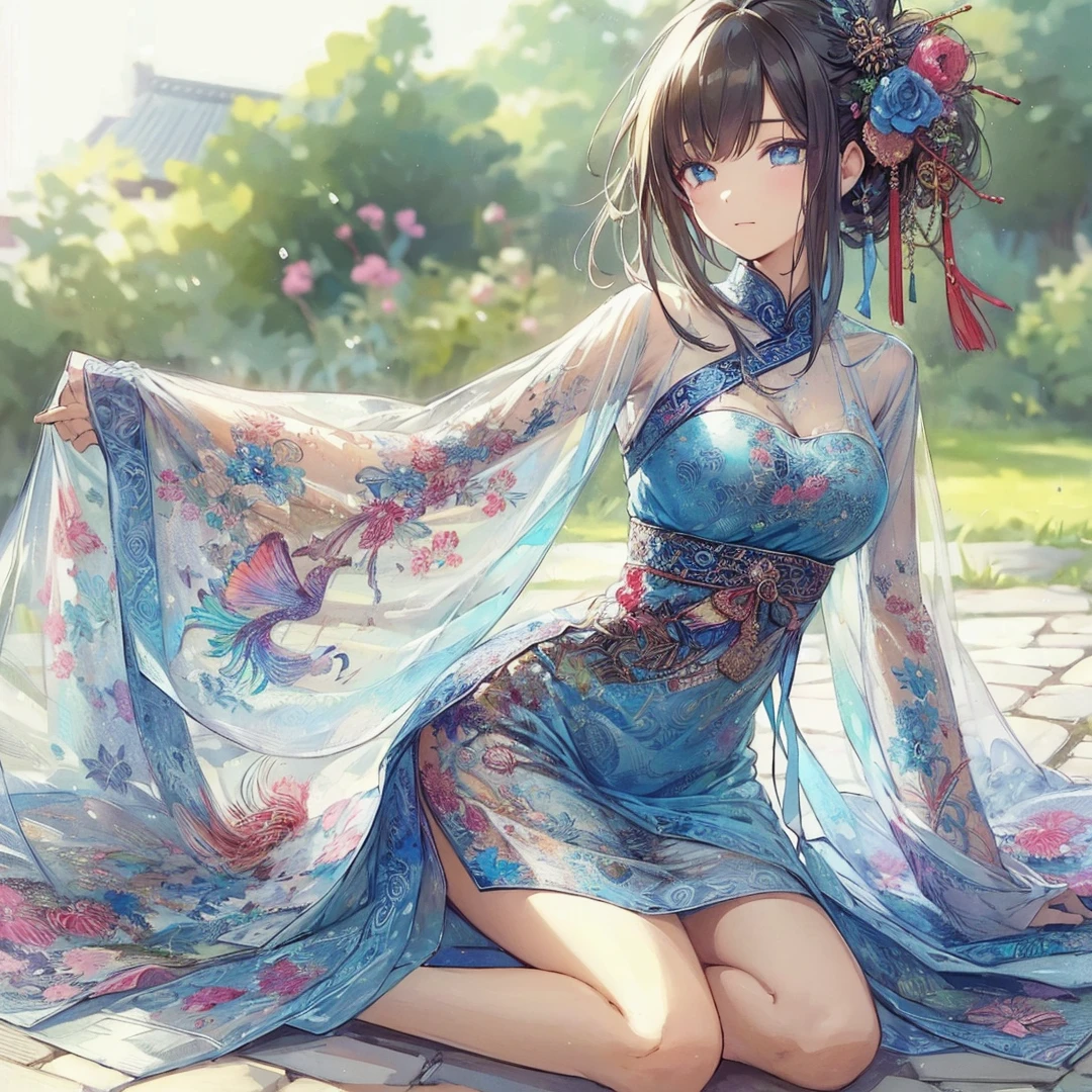 Official art using high-quality hand-drawn watercolor sketch techniques. (best quality,4k,8k,highres,masterpiece:1.2),ultra-detailed,beautiful detailed eyes,A girl with beautiful eyes, everyone, beautiful anime girl, cute anime girl, smooth anime art, anime style, elegant colors, soft lighting, delicate beautiful eyes, very coquettish, (beautiful large breast:1.2), (correct hands:1.2),