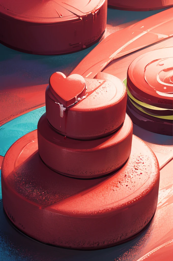 HAPPY Birthday,4K,high resolution,red, colorful,Cake illustration,((No people)),背景はcolorfulpastel colourの風船,pastel colour,Front image