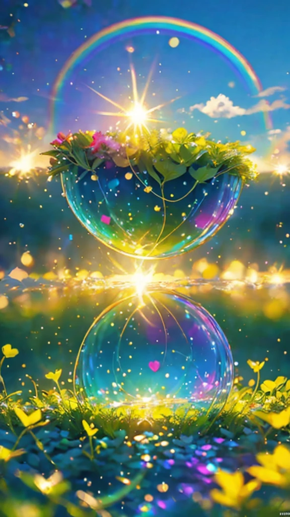 (Highest quality), (8K), (Highest quality), (live-action), (Realistic photos), summer、summerを感じる物、summerを感じる風景, watermelon、blue sky, Rainbow and sunshine shining.16K, Ultra-high resolution, Shining in rainbow colors、to be born,wonderful ,future、Iridescent、The world 30 years from now。